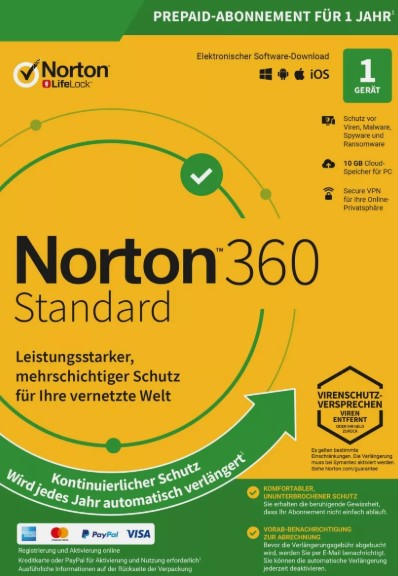 Norton 360 Standard 2025 Kein Abo - 3 Devices, 1 Year 25GB