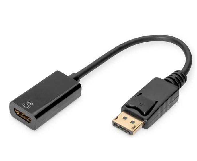 Adapter DIGITUS DisplayPort zu HDMI Adapter/Konverter, 0,15m, schw.